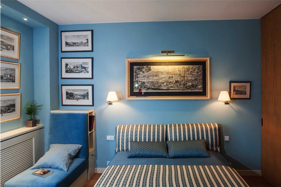Голубая спальня: цветовые сочетания и дизайн