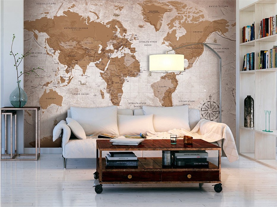 Карта мира в интерьере: простые способы использования фото