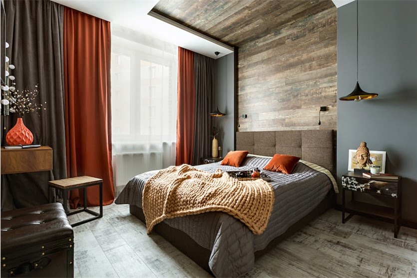 Красивая спальня в стиле лофт фото