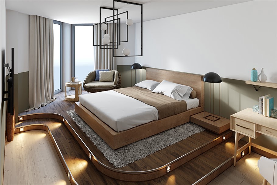 Кровать-подиум: лучшие варианты конструкций, особенности и функциональность