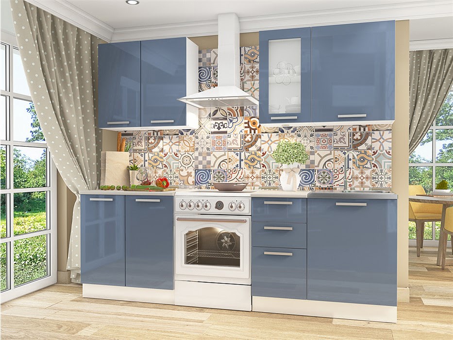 Кухня в оттенках голубого: гарнитур, стены или декор?
