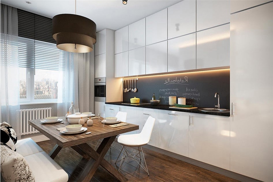 Насколько удобна кухня до потолка:  дизайн интерьера с высокими шкафами фото