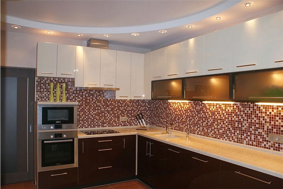 Варианты дизайна потолка из гипсокартона на кухне фото