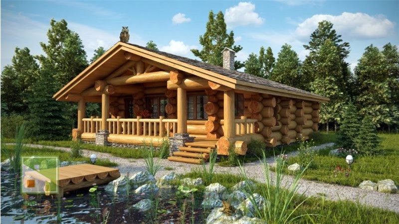 Одноэтажные дома из бревна: запоминающиеся проекты и природные материалы
