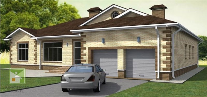 Одноэтажный дом с гаражом под одной крышей: особенности проектирования, варианты проектов и планировок фото