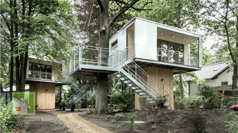 Оригинальный жилой дом на деревьях – современный проект в Берлине, Германия