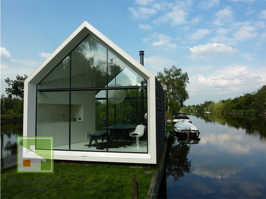 Озёрный пит-стоп: дом со сквозным видом на озеро близ посёлка Лосдрехт, Северная Голландия