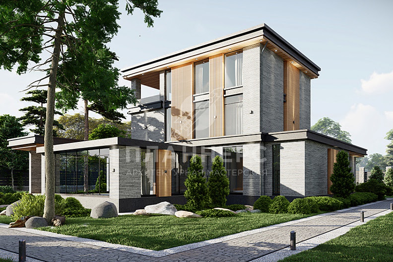 Проект современного трехэтажного дома с бассейном и гаражом