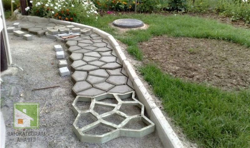 Садовые дорожки из бетона: технология изготовления, варианты декорирования, фото фото